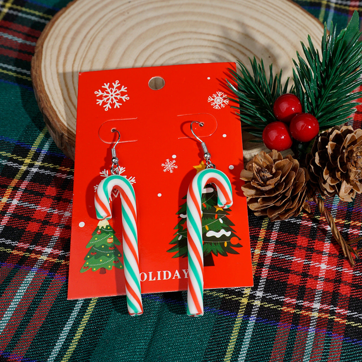 Wholesale Christmas cartoon diamond alloy earrings